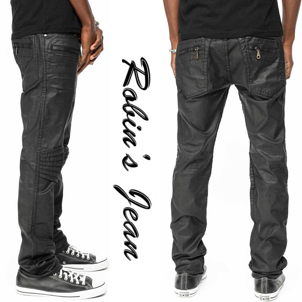 Robin's Jean Men's Black  MOTO BIKER JEANS Pants Denim Distressed 39